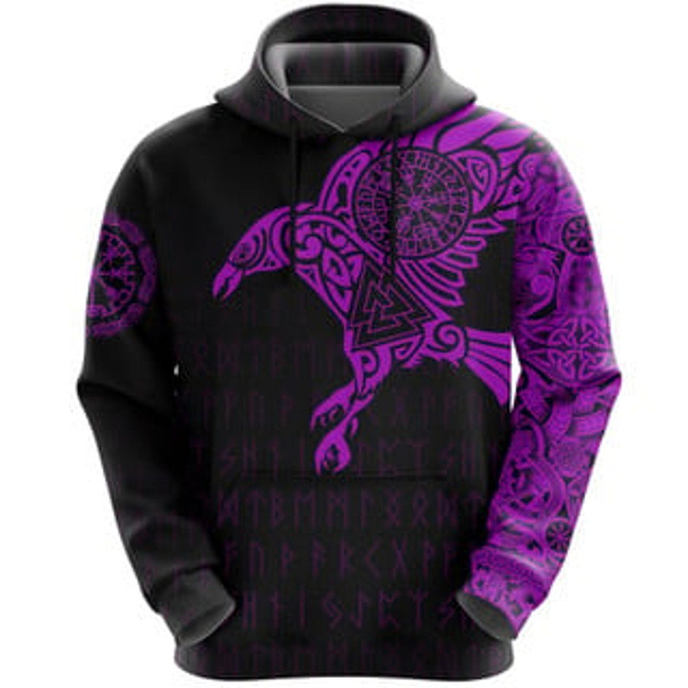 Purple Viking All Over Print Hoodie Zip Hoodie Fleece Hoodie 3D, Love Hunting Hoodie Zip Hoodie 3D L1244