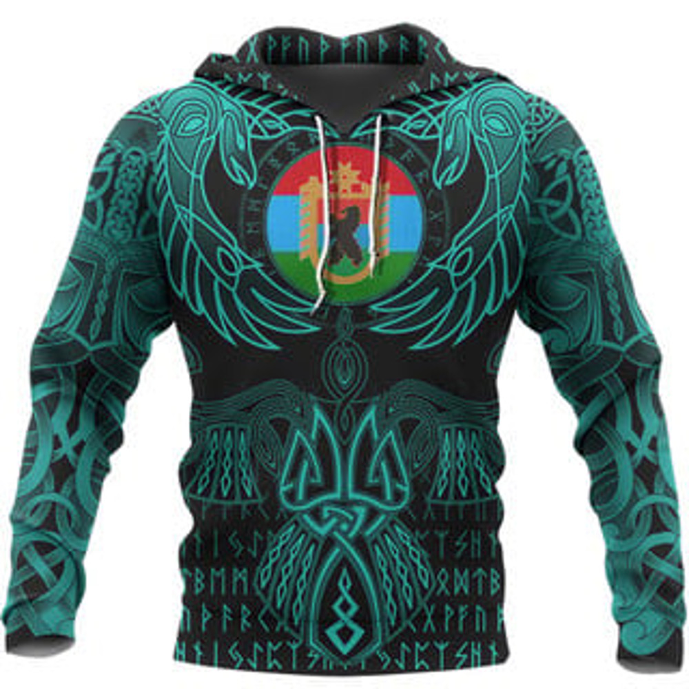Valknut of Odin Cyan Viking All Over Print Hoodie Zip Hoodie Fleece Hoodie 3D, Love Hunting Hoodie Zip Hoodie 3D L1252