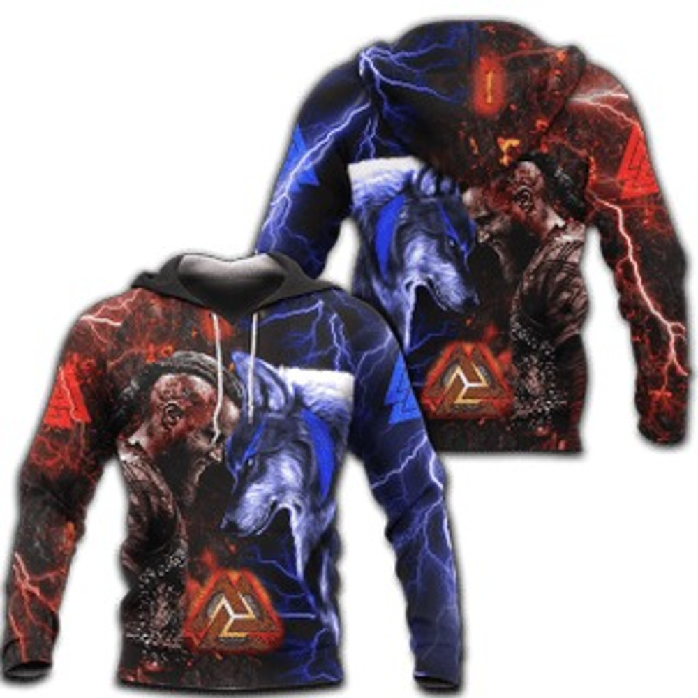 Hoodieagnar and Wolf Viking All Over Print Hoodie Zip Hoodie Fleece Hoodie 3D, Love Hunting Hoodie Zip Hoodie 3D L1272