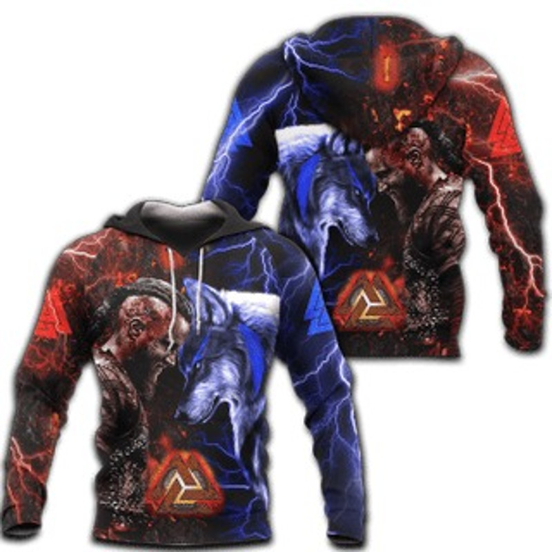 Hoodieagnar and Wolf Viking All Over Print Hoodie Zip Hoodie Fleece Hoodie 3D, Love Hunting Hoodie Zip Hoodie 3D L1272