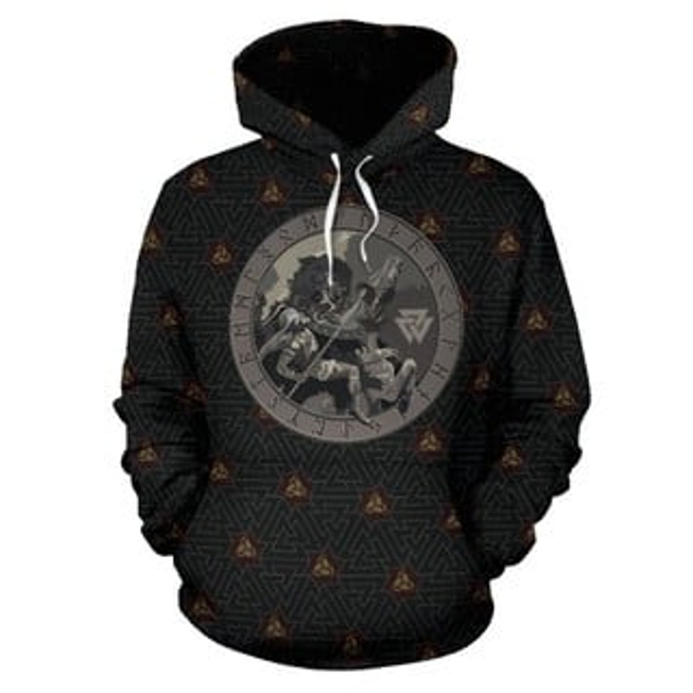 Battle of Odin with Gu Viking All Over Print Hoodie Zip Hoodie Fleece Hoodie 3D, Love Hunting Hoodie Zip Hoodie 3D L1299