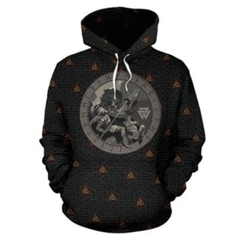 Battle of Odin with Gu Viking All Over Print Hoodie Zip Hoodie Fleece Hoodie 3D, Love Hunting Hoodie Zip Hoodie 3D L1299