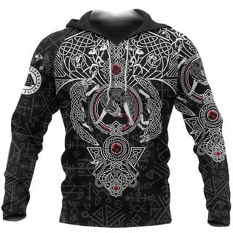 Fenrir Skoll And Hati Viking All Over Print Hoodie Zip Hoodie Fleece Hoodie 3D, Love Hunting Hoodie Zip Hoodie 3D L1300