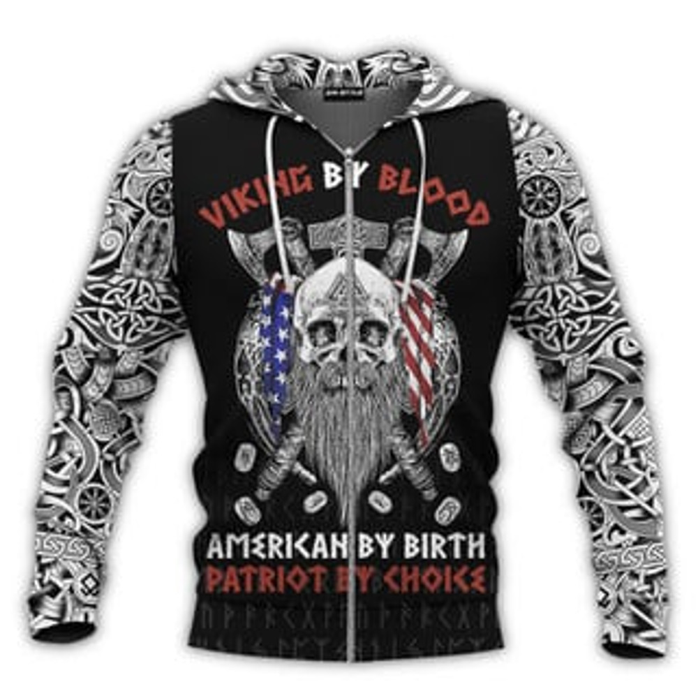 By Blood American By B Viking All Over Print Hoodie Zip Hoodie Fleece Hoodie 3D, Love Hunting Hoodie Zip Hoodie 3D L1324