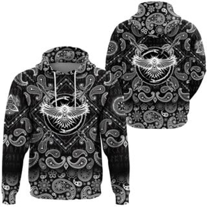 Wings Sacred Sign Viking All Over Print Hoodie Zip Hoodie Fleece Hoodie 3D, Love Hunting Hoodie Zip Hoodie 3D L1362