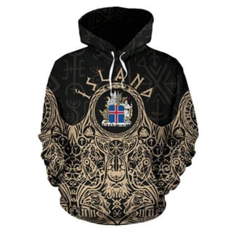 Golden Iceland Viking All Over Print Hoodie Zip Hoodie Fleece Hoodie 3D, Love Hunting Hoodie Zip Hoodie 3D L1386