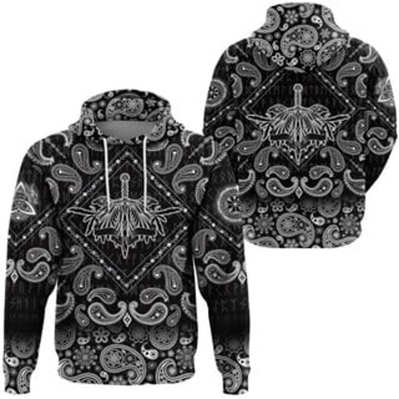 Hoodieavens and Sword Viking All Over Print Hoodie Zip Hoodie Fleece Hoodie 3D, Love Hunting Hoodie Zip Hoodie 3D L1402