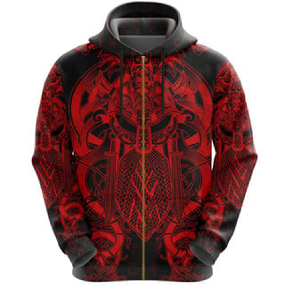 Fenrir and Tyr Tattoo Viking All Over Print Hoodie Zip Hoodie Fleece Hoodie 3D, Love Hunting Hoodie Zip Hoodie 3D L1407
