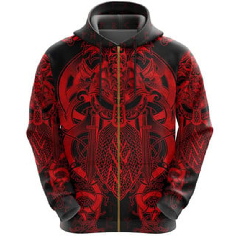 Fenrir and Tyr Tattoo Viking All Over Print Hoodie Zip Hoodie Fleece Hoodie 3D, Love Hunting Hoodie Zip Hoodie 3D L1407