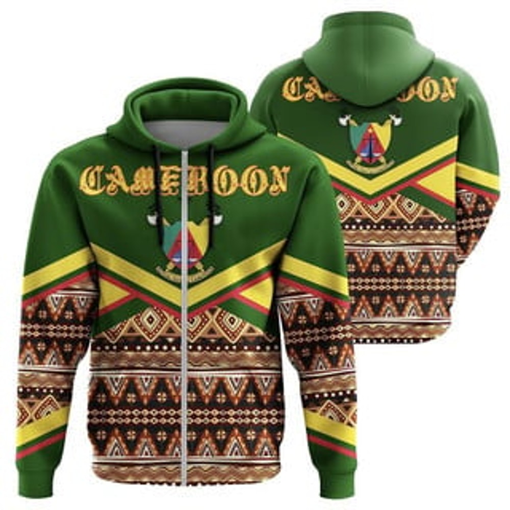 Cameroon Zip Viking All Over Print Hoodie Zip Hoodie Fleece Hoodie 3D, Love Hunting Hoodie Zip Hoodie 3D L1860