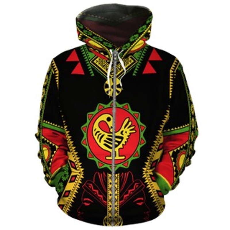 Sankofa Zip Viking All Over Print Hoodie Zip Hoodie Fleece Hoodie 3D, Love Hunting Hoodie Zip Hoodie 3D L1893