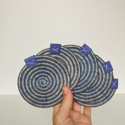 Brilliant - blue coaster set of 5, diameter 4''