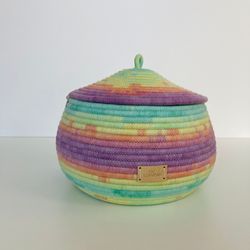 Colorful Storage Basket Woven Basket with lid 8'' x 8.5''