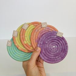 Rainbow coaster set of 5, diameter 4''