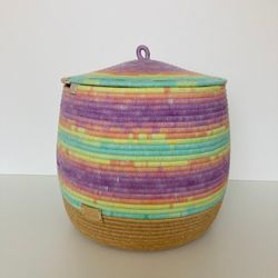 Large storage basket with lid 12'' x 10''