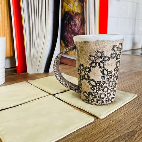 Square Coaster Set of 6 Linen coasters