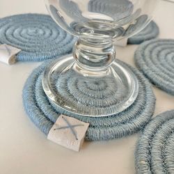 Light blue coaster Rope coaster Set of 5 jute coasters