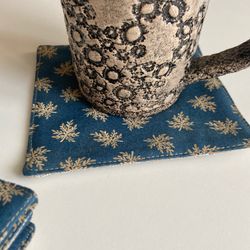 mug holder set of 5 linen coasters 4.5'' x 4.5''