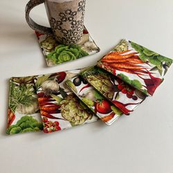 Vegan coaster Set of 5 Linen-cotton coasters 4.5'' x 4.5''