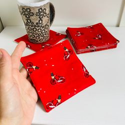 coasters with new year's eve set of 6 linen-cotton coasters 4.5'' x 4.5''