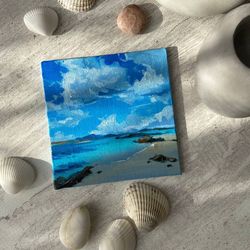 the original oil painting. "sunny beach " oil painting. a miniature.