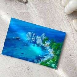 Seascape in oil. A Handmade oil painting. Mini oil painting