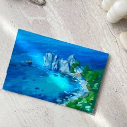 seascape in oil. a handmade oil painting. mini oil painting