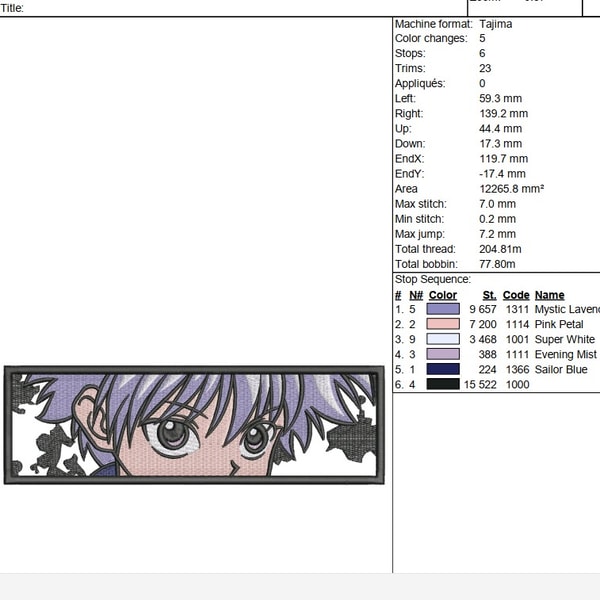 Killua Patterns Killua Rectangular Embroidery Design File, Killua Anime Insp | Inspire ...