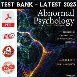 Test Bank for Abnormal Psychology 14th Edition Kring - PDF