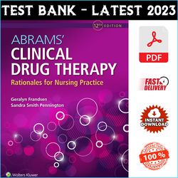 Test Bank for Abrams Clinical Drug Therapy Rationales for Nursing Practice, 12th Edition Frandsen - PDF