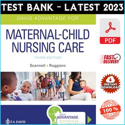 Test Bank for Davis Advantage for Maternal-Child Nursing Care 3rd Edition by Scannell Ruggiero - PDF