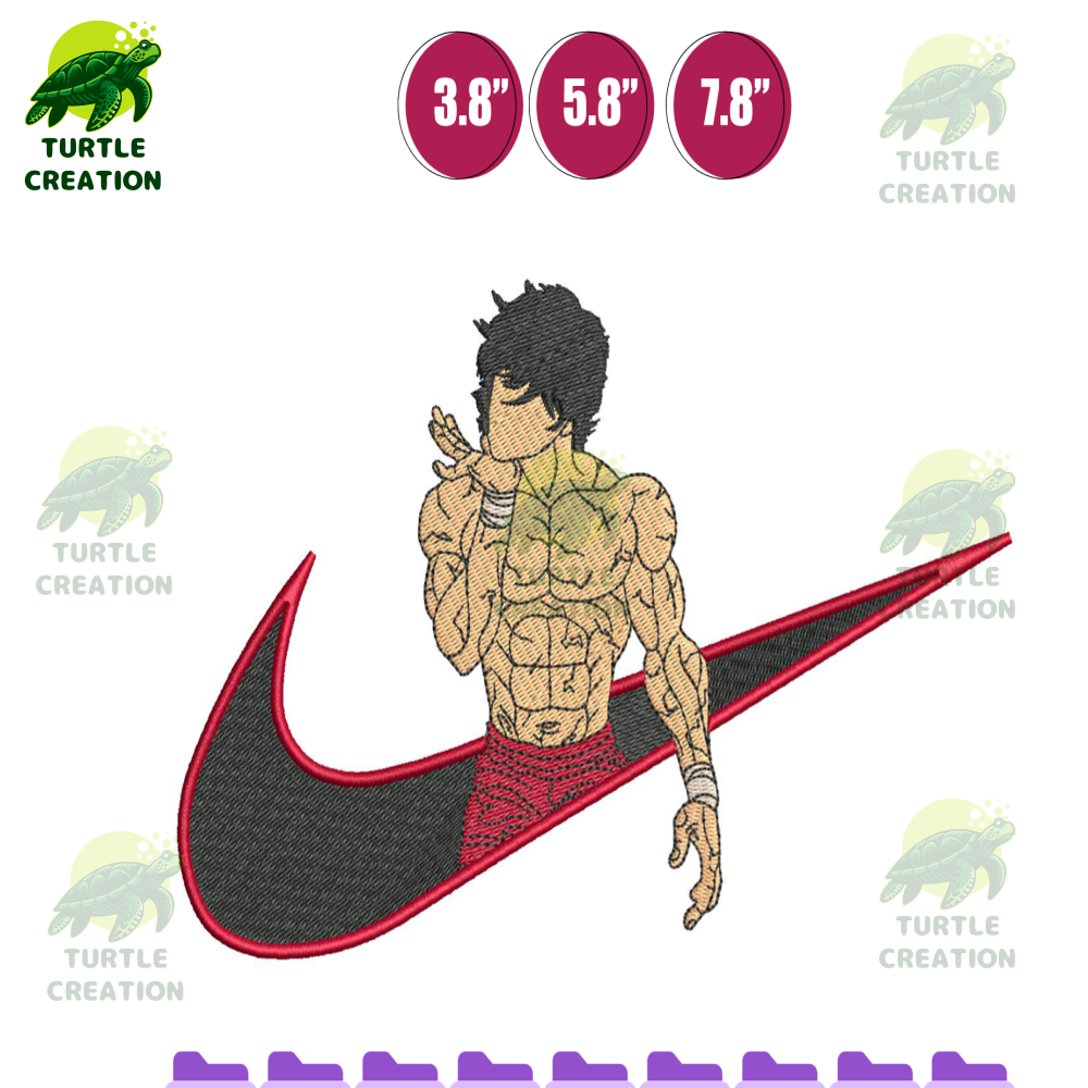 Baki x Nike - Anime Embroidery Design, Anime Inspired Machine Embroidery Design, Digital Anime Embroidery Files.png