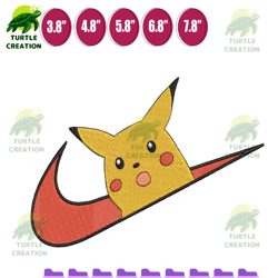 nike x pikachu - anime embroidery design, anime inspired machine embroidery design, digital anime embroidery file