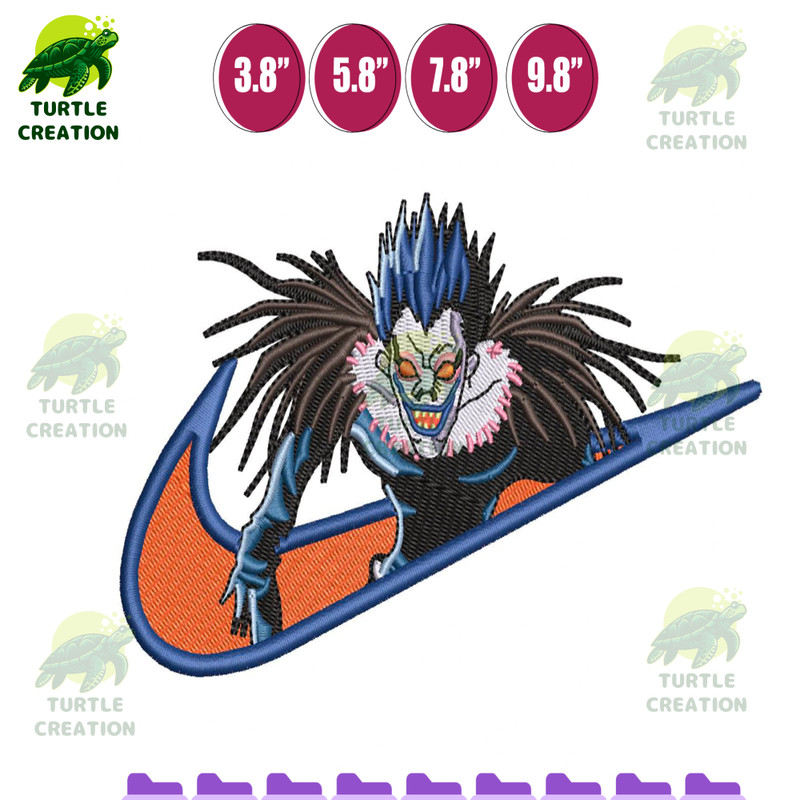 Nike x Ryuk - Anime Embroidery Design, Anime Inspired Machine Embroidery Design, Digital Anime Embroidery Files, Digital.png