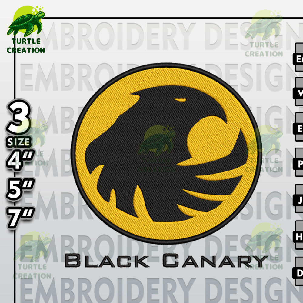 Black Canary Movie Embroidery Designs, DC Comic Black Canary Embroidery Files, Black Canary, Machine Embroidery Pattern.jpg