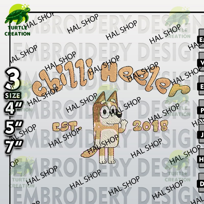 Bluey Machine Embroidery Designs, Digital Download, Bluey Chilli Heeler Est Embroidery files, Bluey Cartoon Embroidery.jpg