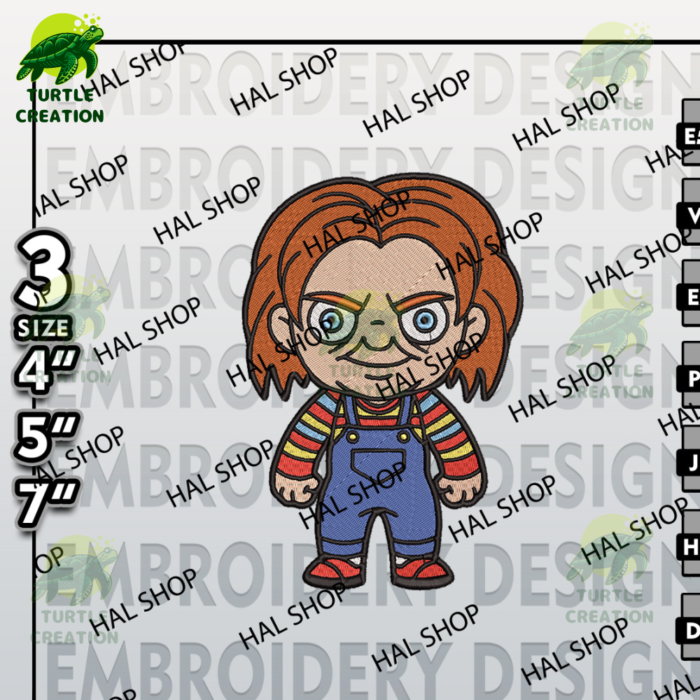 Chucky Embroidery Designs, Horror Character Embroidery Files, Halloween Horror Character, Machine Embroidery Patt.jpg