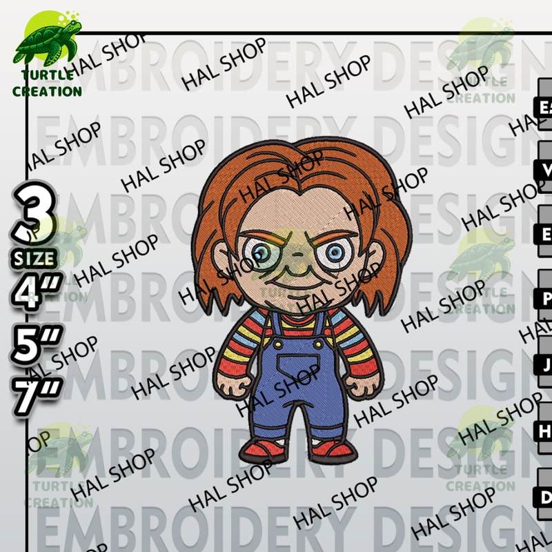 Chucky Embroidery Designs, Horror Character Embroidery Files, Halloween Horror Character, Machine Embroidery Patt.jpg