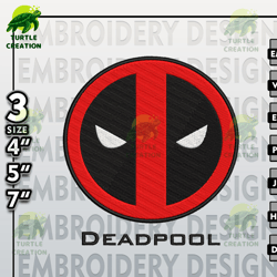 deadpool embroidery designs, deadpool logo embroidery files, marvel machine embroidery pattern, digital download