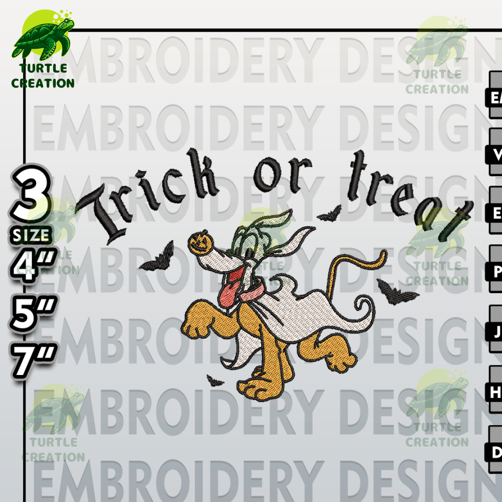 Disney Machine Embroidery Files, Digital Files, Trick Or Treat Pluto Embroidery files, Halloween Embroidery Designs.jpg