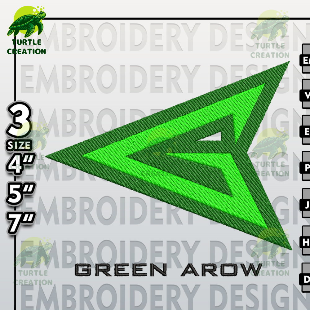 Green Arrow Embroidery Designs, Green Arrow Logo Embroidery Files, DC Comic Machine Embroidery Pattern, Digital Download.jpg