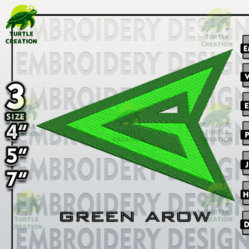 Green Arrow Embroidery Designs, Green Arrow Logo Embroidery Files, DC Comic Machine Embroidery Pattern, Digital Download.jpg