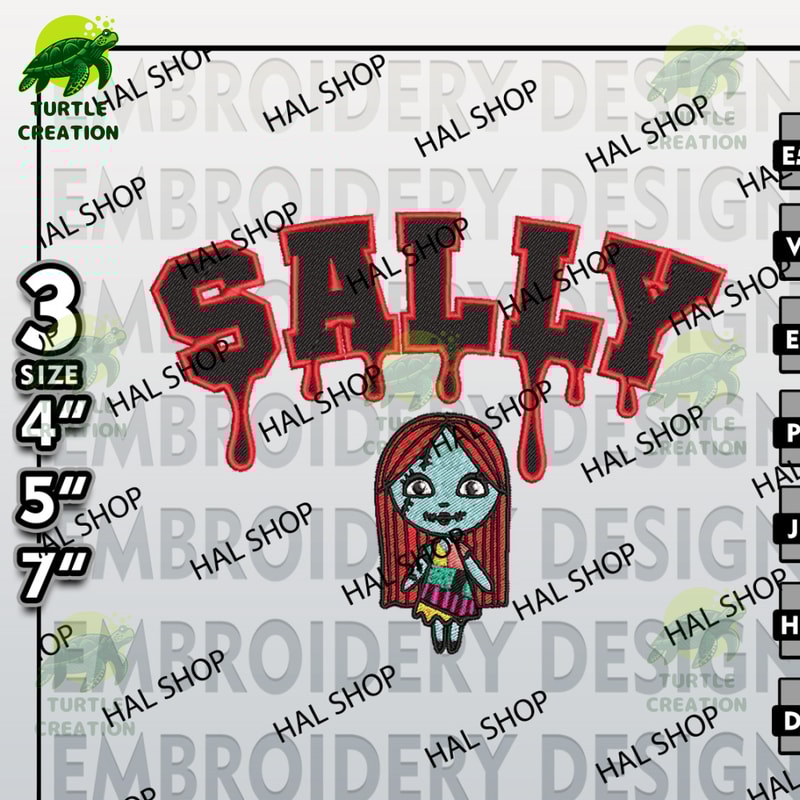 Halloween Embroidery Files, Machine Embroidery Pattern, Sally Skellington Nightmare Drop Name Embroidery Designs.jpg