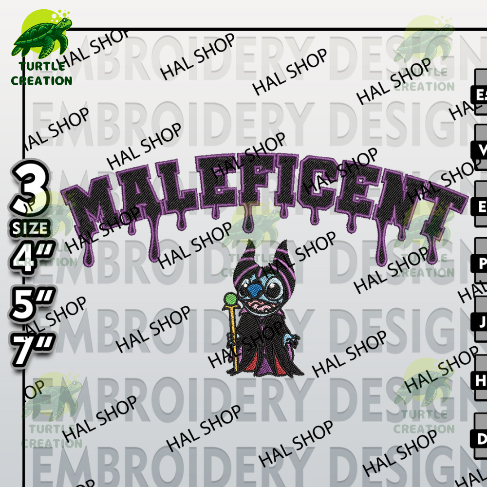 Halloween Embroidery Files, Machine Embroidery, Stitch Maleficent Drop Name Embroidery Designs, Horror Characters.jpg