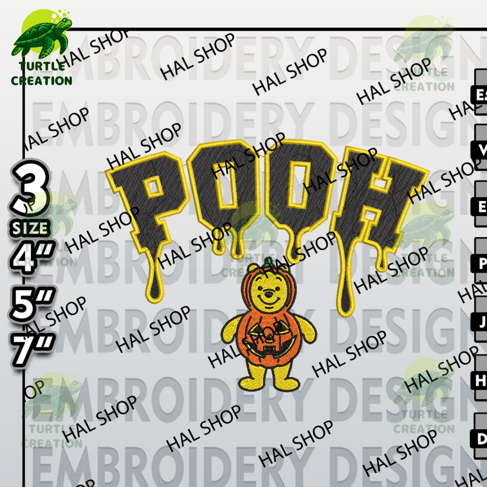 Halloween Embroidery, Horror Machine Embroidery Designsk, Winnie Pooh With Pumpkin Drop Name Embroidery Files.jpg