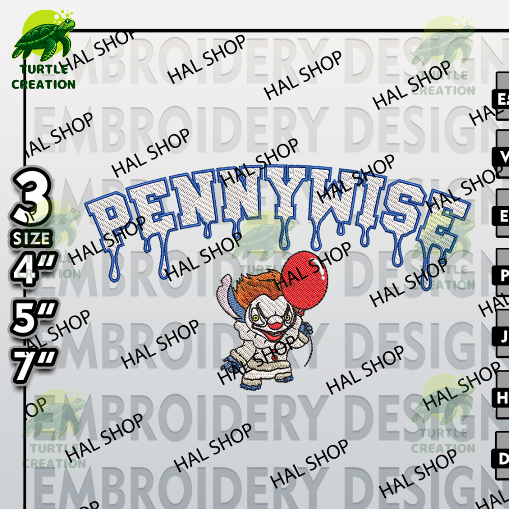Halloween Machine Embroidery Designs, Chibi Pennywise Halloween Drop Name Embroidery Files, Spooky Embroidery.jpg
