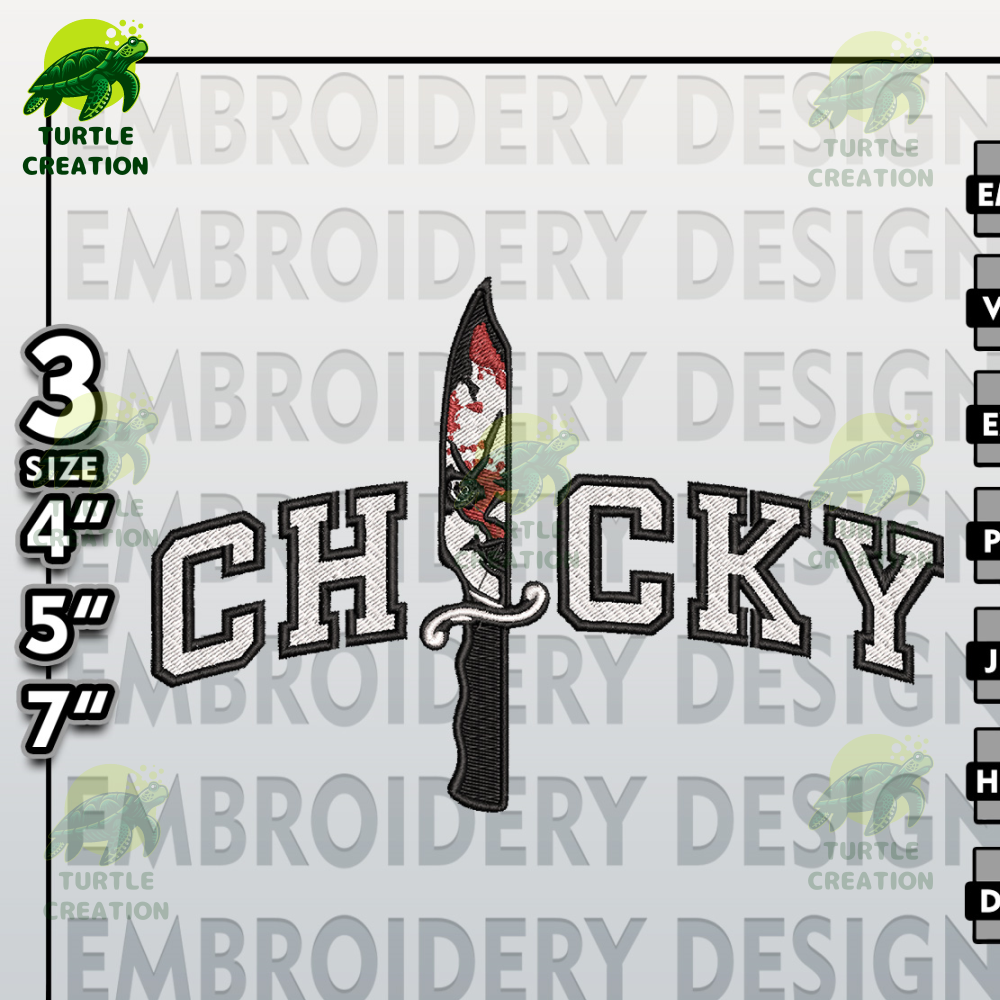 Halloween Machine Embroidery Pattern, Chucky In Knife Embroidery files, Horror Characters Embroidery Designs.jpg