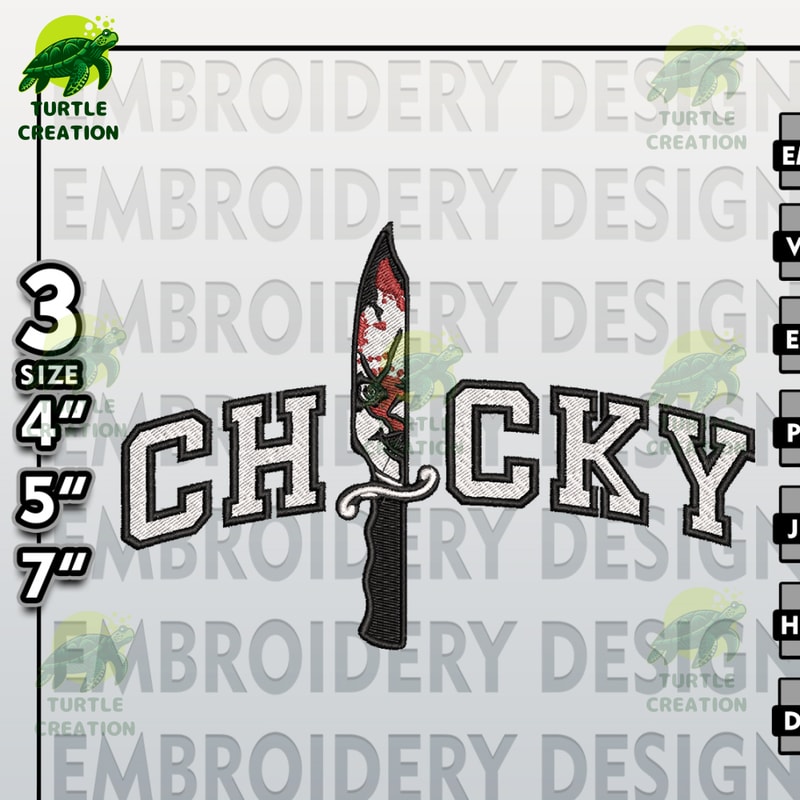 Halloween Machine Embroidery Pattern, Chucky In Knife Embroidery files, Horror Characters Embroidery Designs.jpg