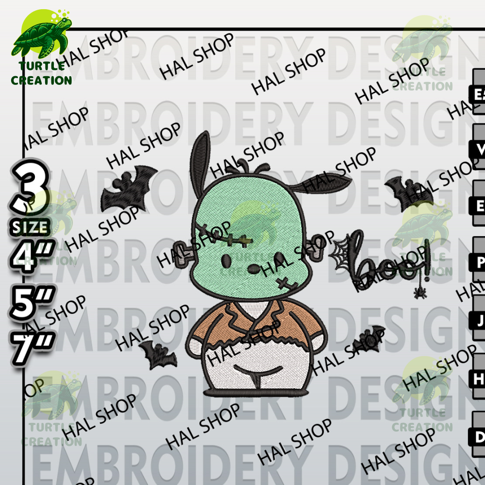 Halloween Machine Embroidery Pattern, DIgital Download, Frankenstein Boo Embroidery files, Horror Embroidery Designs.jpg