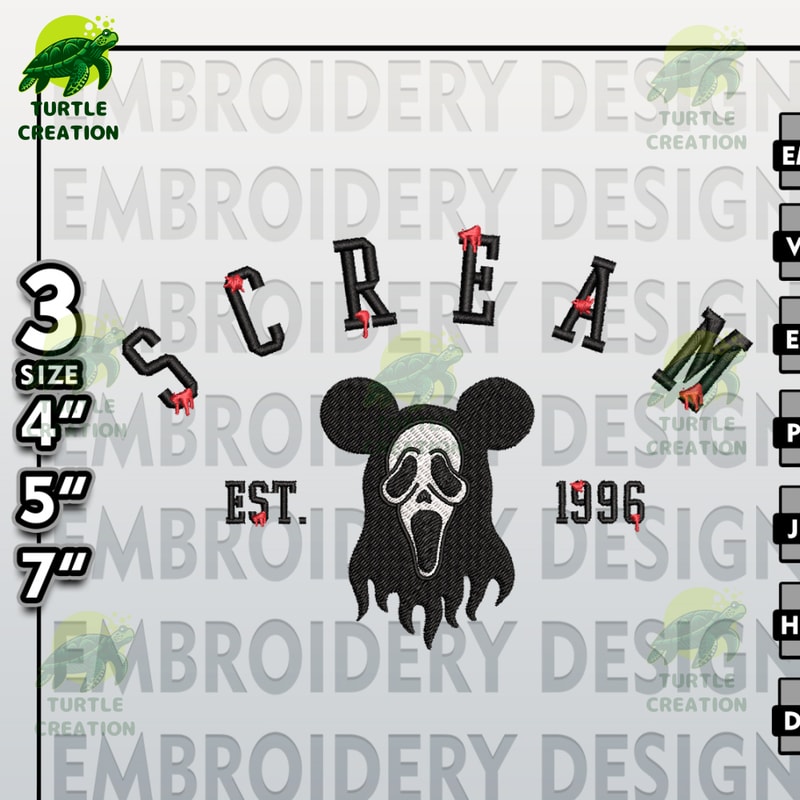 Halloween Machine Embroidery Pattern, Ghost Face Mickey Embroidery files, Horror Characters Embroidery Designs 1.jpg